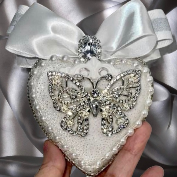 Valentine's Day Heart Butterfly Ornament| Rhinestone Holiday Gift, Mothers Day - Picture 12 of 16